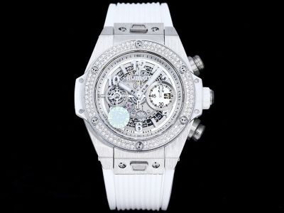 ZF Factory Hublot rubber strap replica replacement Hublot Big Bang with Diamonds Silver steel case Watch